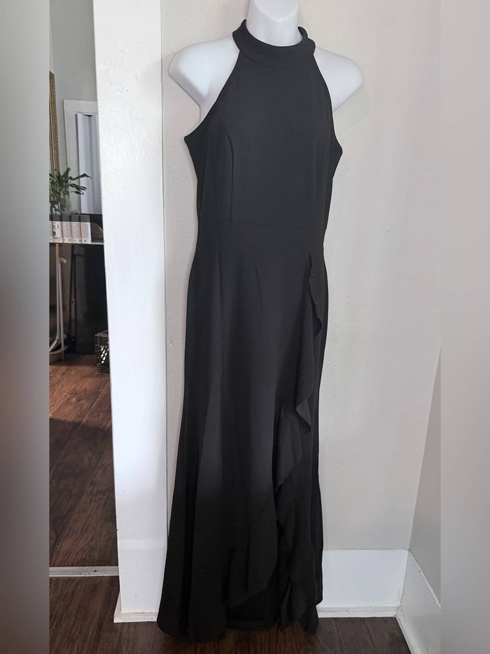 NWT woosea black halter split hem dress medium